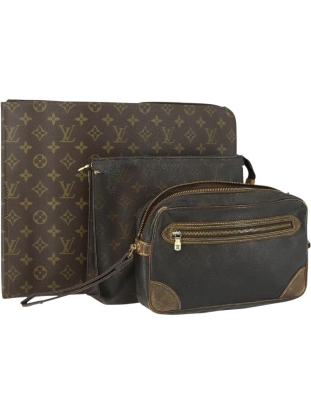 LOUIS VUITTON Monogram Clutch Bag 3 Set